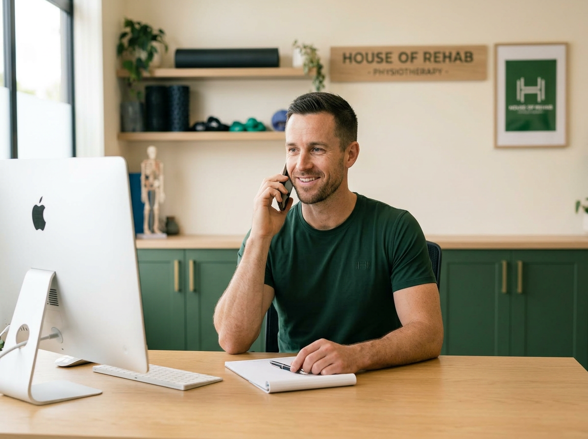 Telehealth — phone consultation with a physiotherapist